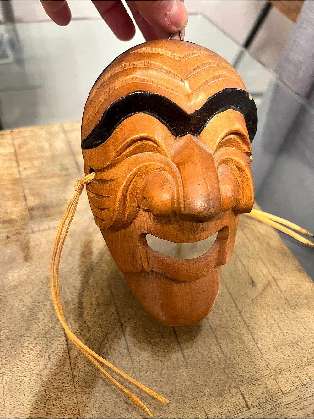 hand-carved wooden Korean Hahoe Mask representing the Yangban (Aristocrat) chara